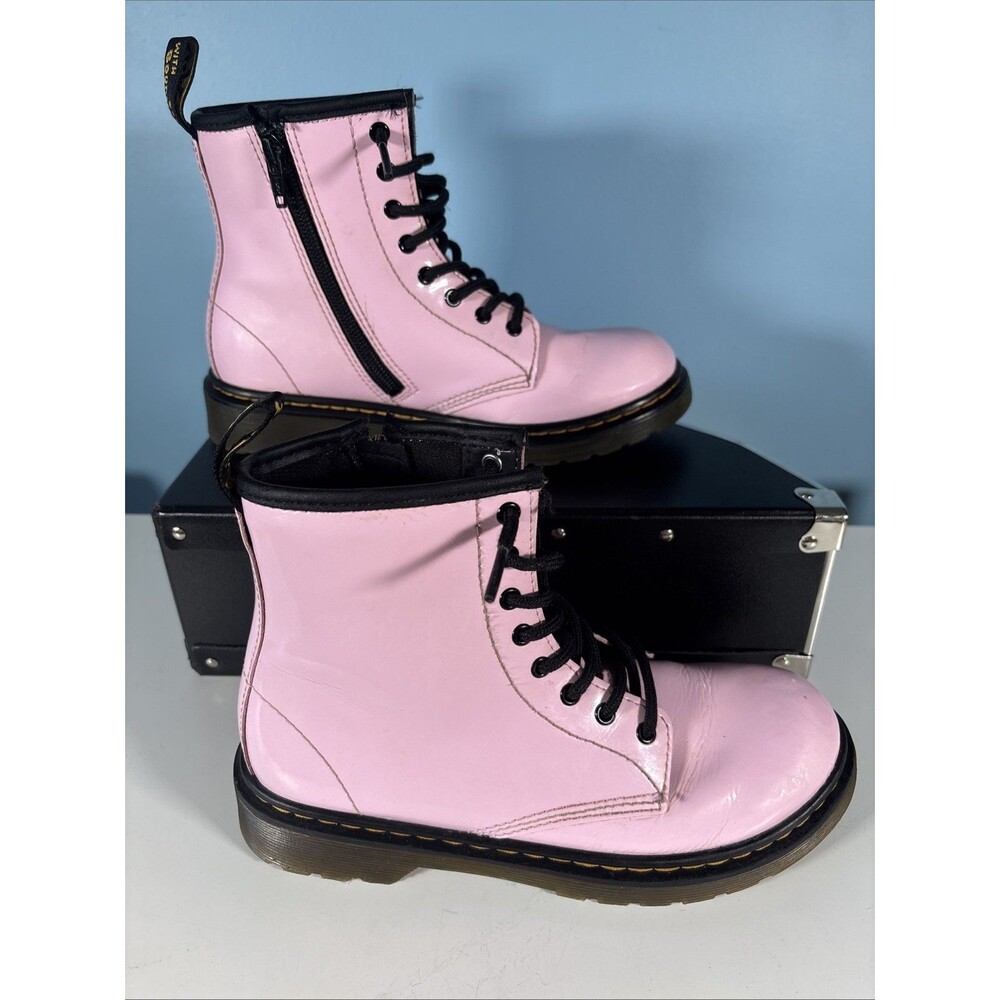 Dr. Martens 1460 J Pink Patent Leather Zip Boots AW004 (Size 5L / 4M) Doc Marten